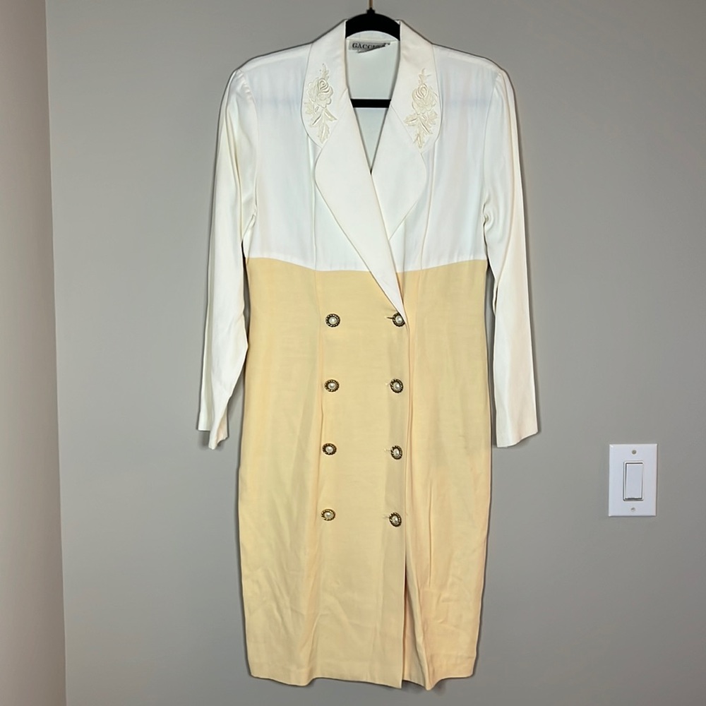 Vintage Gaccina Two Tone Long Sleeve Button Up Dress